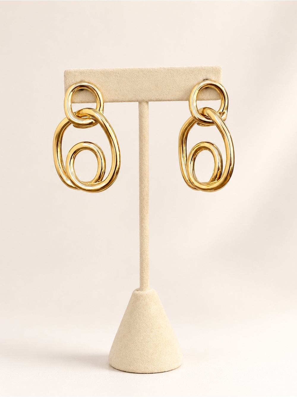 Linked Oval Drop Earrings in Gold - Women Jewelry